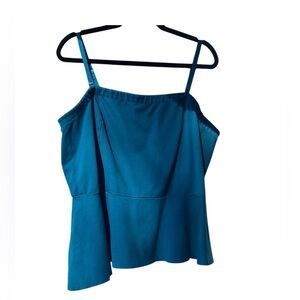 Lane Bryant Women Plus Size 22/24 Dark Teal Peplum Tube Top Removable Straps EUC